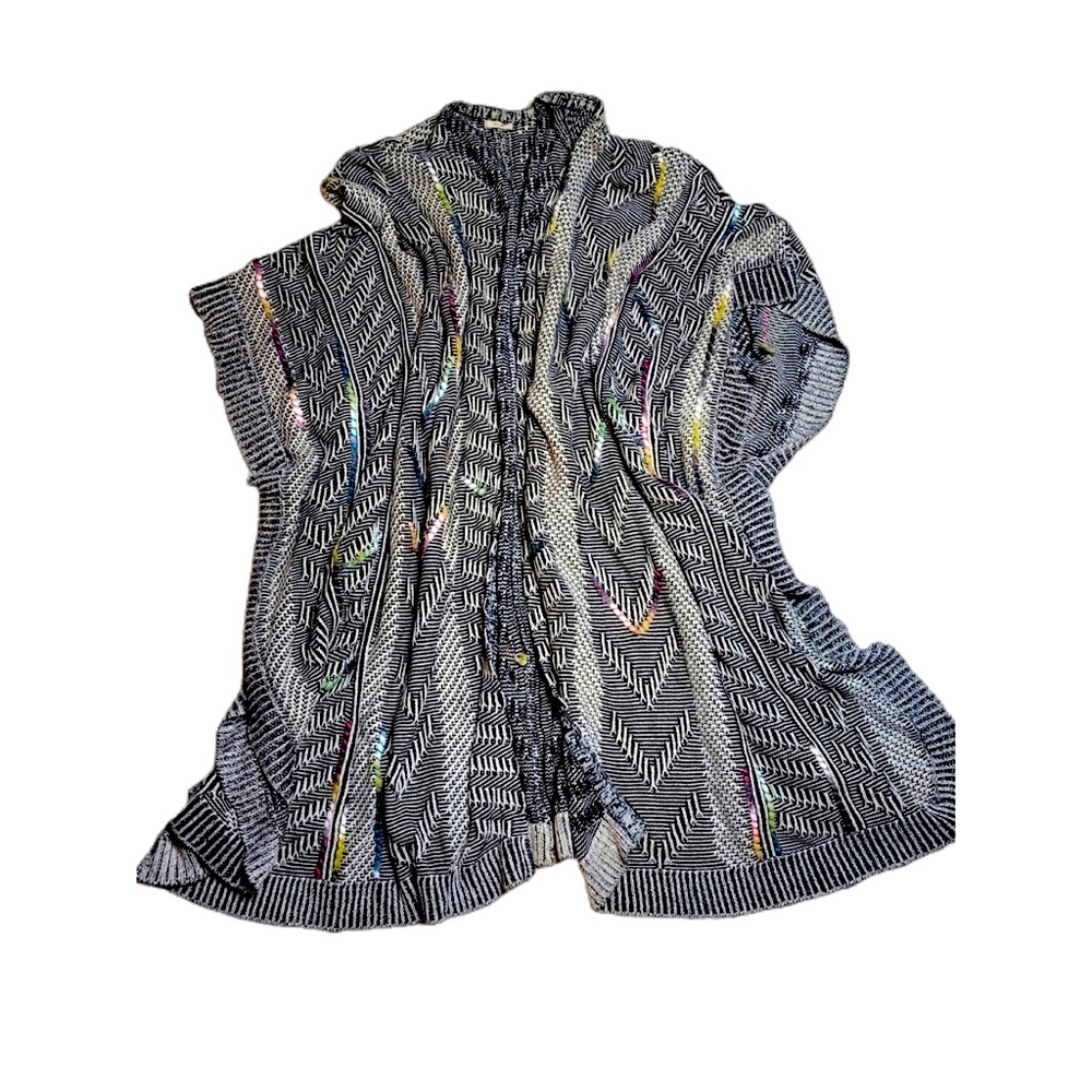 Long Knitted Open Poncho